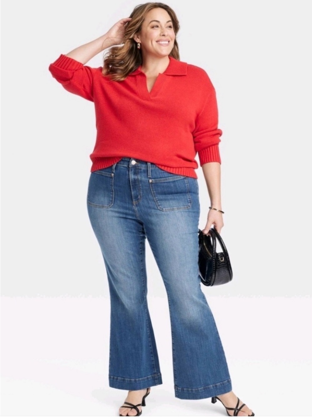 P122 NWT Ava & Viv High Rise Relaxed Flare Jesns - Size: 24 - Picture 2 of 8